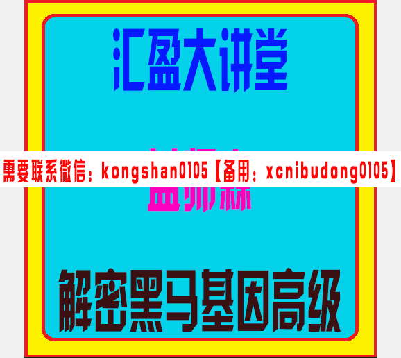 汇盈大讲堂 蓝师森 解密黑马基因高级课